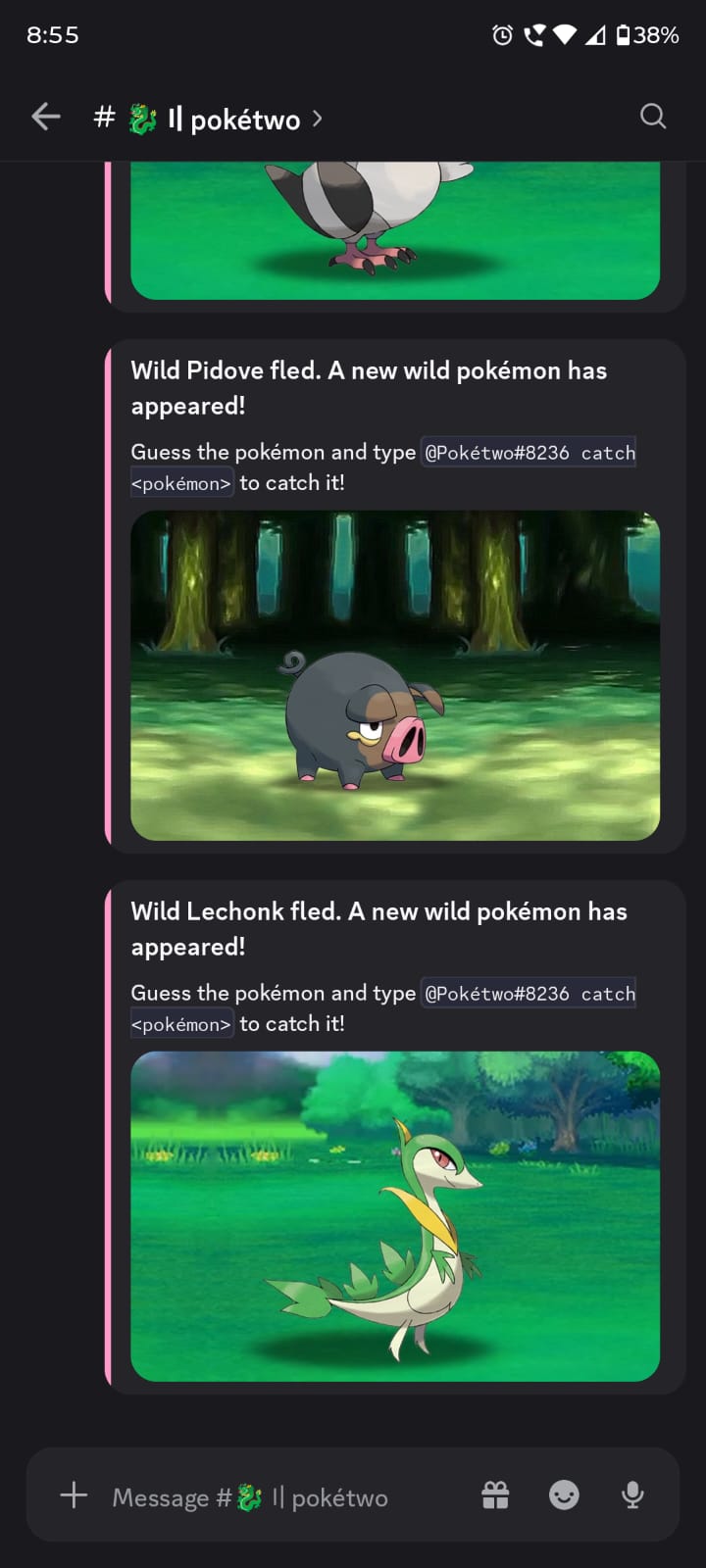 A wild Pokémon appearing in the Friends PokéTwo channel